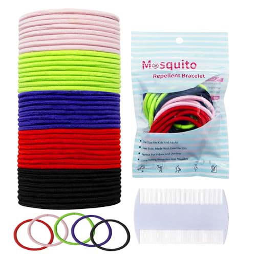 ZOCONE 40 Piezas Elasticas Gomas de Pelo Niña Antipiojos Coleteros Pelo con Peine Tratamiento Piojos Multicolor Bandas para Coletas para Niñas y Mujeres Antipiojos y Liendres