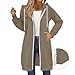 MaMiDay Long Hoodies for Women Zip Up Double Zipper Fleece Jacket Tunic Sweatshirts Fall Winter Fashion Clothes Khaki