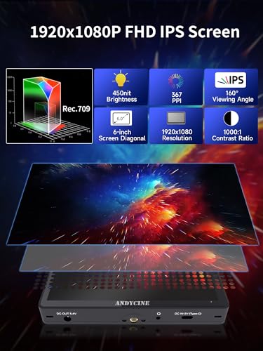 image for ANDYCINE A6 Max 6 Inch Touch Screen Camera Filed Monitor All Waveform 