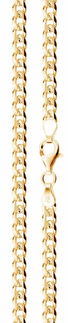 Panzerkette vergoldet 925 Silber Herren Kette 4,3 mm Goldkette 42-5 | goldene Männer Halskette Silberkette 24k vergoldete in den Längen 45 50 55 60 cm verfügbar