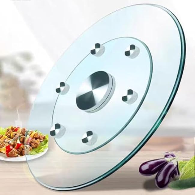 22.8 inch Lazy Susan for Table Top Tempered Glass Rotating Serving Tray for Dining Table, Kitchen Lazy Susan Organizer Spinning Rotating Food Server Party Centerpieces