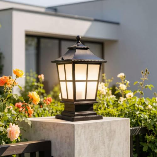 Farol de poste impermeable con cableado fijo para iluminación resistente en patios 2