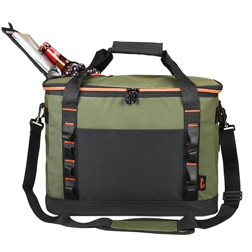 48 Cans Beach Cooler Bags, Large Collapsible Leakproof Soft Camping Coolers, Portable Insulated Beach Cooler Bags with Heavy-Duty Handles for Picnic, Beach, Camping