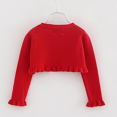 KAGAYD Kids Girls Spring Cardigan Solid Color Single Button Top Long Sleeved Ruffled Coat3