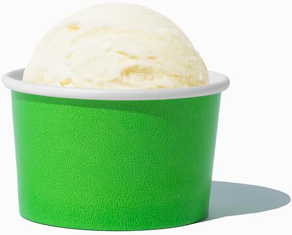 UNIQ [1,000 Count Green Paper Ice Cream Cups - 3 oz Tiny Dessert Bowls - Containers For Takeout & Food On The Go - Perfect For Seasonings, Samples & More! Frozen Dessert Supplies (Green)