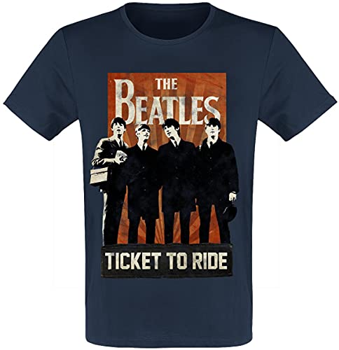 The Beatles Ticket to Ride Männer T-Shirt Navy XL 100% Baumwolle Band-Merch Bands Nachhaltigkeit