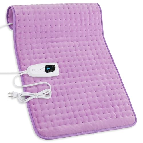 Image of Deepsoon Heating Pad,Electric Heating Pads for Back,Neck,Moist Heating Pad for Abdomen Shoulder Knee Legs,Dry /Moist Heat&Auto Shut Off,Mother's Day Birthday for Men and Women,Light Purple,33x17 Inch