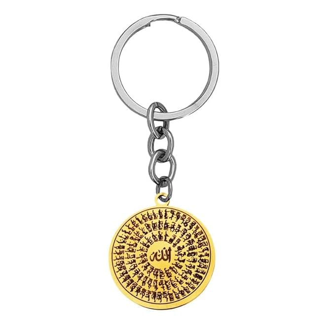 Porte-clés 99 noms d'Allah en acier inoxydable pour ne plus perdre vos clés