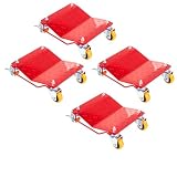 GPM&T AQUA BOSS 5500 lbs Tire Wheel Dolly Car Set of 4, Heavy Duty Robust & Durable Steel Car Mover with Antiskid Plate & 360 Degree Rotatable Wheel,Red