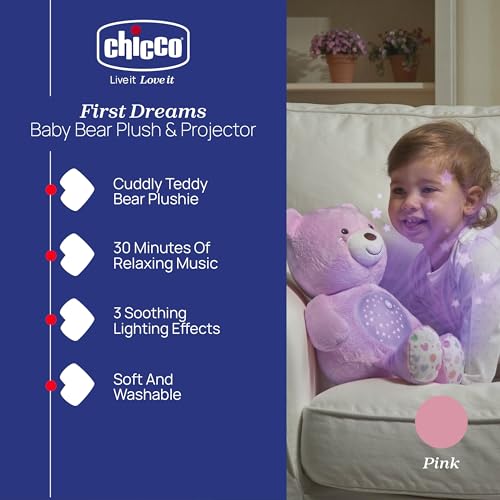 Chicco First Dreams Baby Bear Ours en Peluche Musical Veilleuse Lumineuse pour Bébés avec Effets Lumineux et Mélodies Relaxantes Jouets Bébé 0+ Mois - vue 10