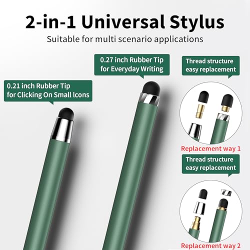 Image of Stylus Pen for Touchscreen,5 PCS Stylus,2-in-1 Stylus Pen for iPad, High Sensitivity Precision Suitable for Touch Screens of iPhone /ipad /Android Tablet(Black /White /Gray /Gold /Dark Green)