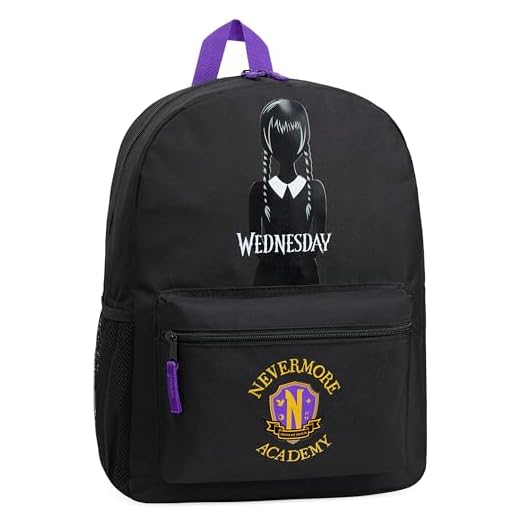 Wednesday Mochilas infantiles, Mochila Miercoles Addams Niña, Mochilas Escolares para Niñas 37 cm (Negro/Amarillo)