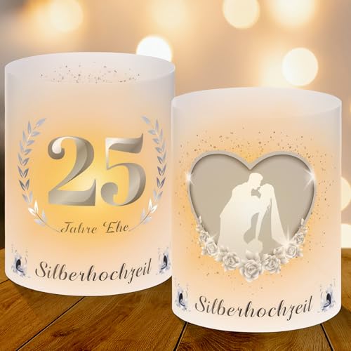 MestectPET Windlicht 12er Set Silberhochzeit, 25. Hochzeitstag Dekoration, PVC, Tischdeko, Silber, Hochzeit, Teelichter oder Kerzen MestectPET Windlicht 12er Set Silberhochzeit, 25. Hochzeitstag Dekoration, PVC, Tischdeko, Silber, Hochzeit, Teelichter oder Kerzen