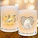 MestectPET Windlicht 12er Set Silberhochzeit, 25. Hochzeitstag Dekoration, PVC, Tischdeko, Silber, Hochzeit, Teelichter oder Kerzen