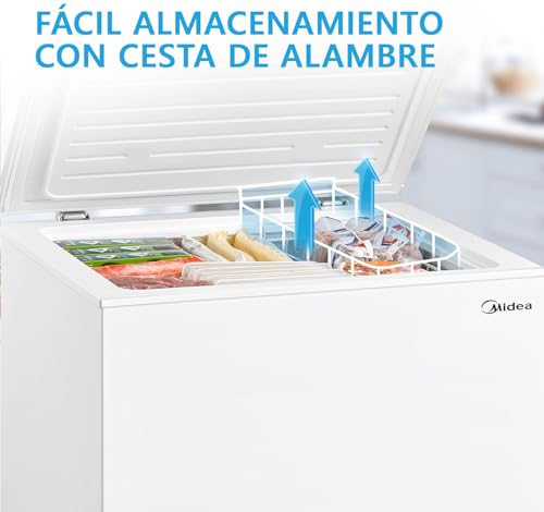 MIDEA Arcon Congelador Pequeño Horizontal de 99L, Motor Inverter, Control Electrónico de Temperatura, Tecnologia D-TYPE Tube, Cestas con Asa, Easy Move, Silencioso 39dBA, Bajo Consumo, Blanco - imagen 5