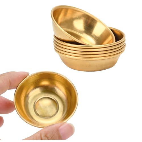 BYZCYSG Tiny Brass Bowls for Buddhist Water Offering Bowls, 1.9 Inch, Set of 7 (Gold)