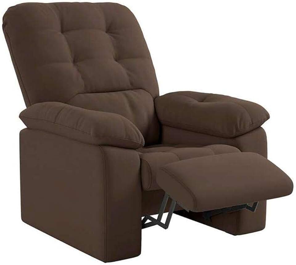 Poltrona Do Papai Reclinável Suede Veludo Estoril Marrom