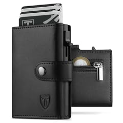 TEEHON Portafoglio Uomo RFID Bloccante Pelle Sintetica, Portafoglio Uomo Slim con Porta Carte di Credito, con Scomparto Banconote, Tasca Monete & Finestra ID Chiusura a Bottone - Nero