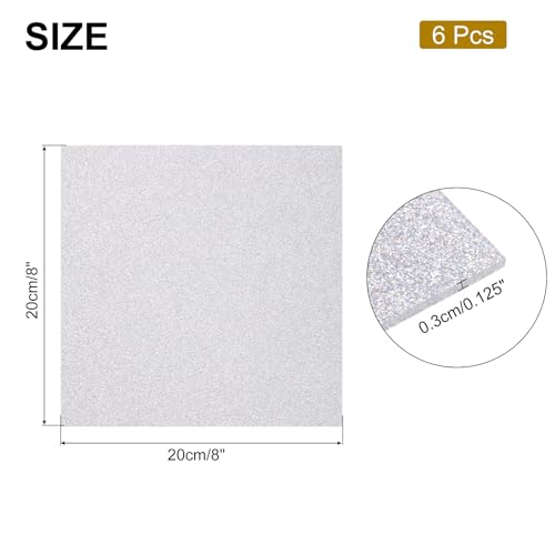 Image of MECCANIXITY 6Pcs Silver Glitter Acrylic Sheets 1 /8 inch Thickness 8 inch x 8 inch Glossy PMMA Fluorescent Plastic Sheets Extruded Translucent Blanks for DIY Art Crafting Laser Cutting & Engraving