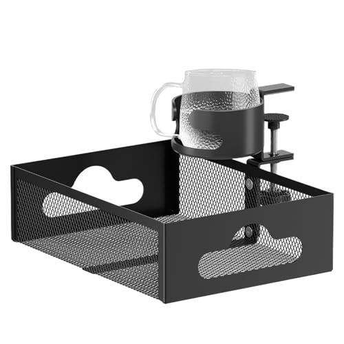 Bsbkoj Organizador de escritorio, soporte para bandeja de escritorio, almacenamiento de 360 grados, soporte de escritorio giratorio para suministros de oficina, botellas, teléfonos, cables, blocs de