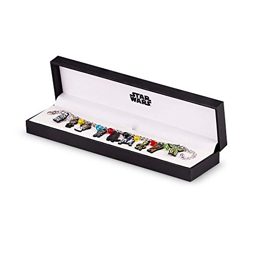 Star Wars Cute 15mm Enamel Charms Bracelet Jewelry - Sturdy Colorful Chibi Characters Pendant Beads in Elegant Silver Chain - Includes Yoda, Luke Skywalker, Darth Vader, Han Solo & Chewbacca2