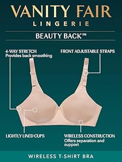 Vanity Fair Women's Beauty Back Full Coverage Wirefree Bra 72345, Damask, 36D