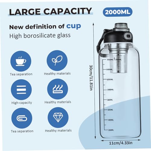 Botella de agua de borosilicato resistente al calor con escala 7