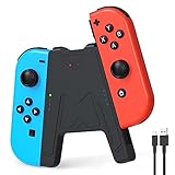 JINGDU Switch Joy-Con Charging Grip with 1200mAh Battery - Portable Charging Solution Compatible with Nintendo Switch Controller JoyCons, 1M USB-C Charging Cable, Black