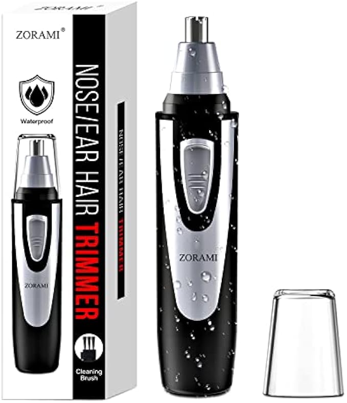 Ear and Nose Hair Trimmer Clipper - 2022 Professional Painless Eyebrow & Facial Hair Trimmer for Men Women, Battery-Operated Trimmer with IPX7 Waterproof, Dual Edge Blades for Easy Cleansing Black