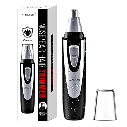 Ear and Nose Hair Trimmer Clipper – 2024 Professional Painless Eyebrow & Facial Hair Trimmer for Men Women, Battery-Operated Trimmer with IPX7 Waterproof, Dual Edge Blades for Easy Cleansing Black
