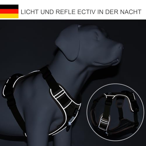 Hundegeschirr für Grosse Hunde - Strapazierfähiges Anti Zug hundegeschirr Robust,Atmungsaktiv,Reflektierend,Sicherheitsgeschirr Stoßfest