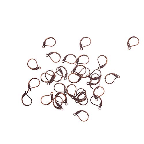 Bezall® 100Pcs Brass Lever Back Hoop Earring French Hook Ear Wire With Open Loop For Jewelry Making (Red Copper) #TOP1