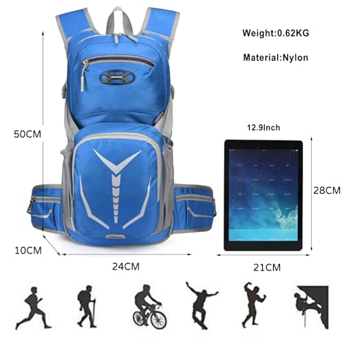 Mochila impermeable para senderismo 20L ligera azul claro miniatura 3