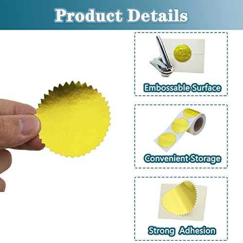 Certificate Award Seals Stickers, Gold Metallic Stickers With Serrated Edge 2'' Certificate Wafer Seals Stickers Labels For Envelopes, Package, School, Business - 250 Pcs #TOP2