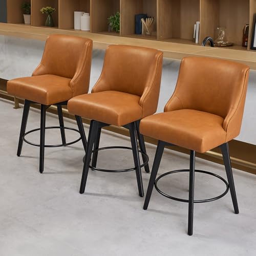 Image of 26 inch Counter Height Swivel Bar Stools, Set of 2, Brown
