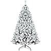 8ft flocked christmas tree artificial christmas tree with 1430 branch tips snowy hinged christmas tree with snow unlit frosted christmas tree with metal stand for holiday home office party  urban country home decor