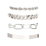 Bracelet 4 pièces Ensemble Hip hop cubain Bracelet Punk métal Corde torsadée chaîne Bracelet Bijoux Cadeau