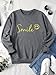 Dresswel Damen Sweatshirt Smile Brief Drucken Pullover Lustiges Lächelndes Rundhals Langarmshirt Baumwolle Pulli Herbst Winter Casual Oberteile Langarm Tops(Grau, 2XL)