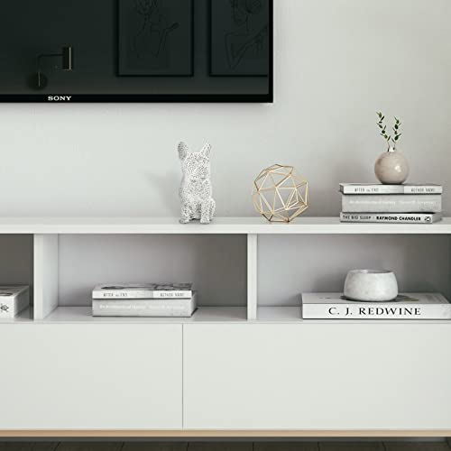 Grabado French Bulldog Statue Home Decor, Dog Lover Gifts For Women,Small Resin Dog Frenchie Sculpture Ornaments, Modern Animal Decoration For Living Room Table Shelf Office Figurine Decor, Silver #TOP6