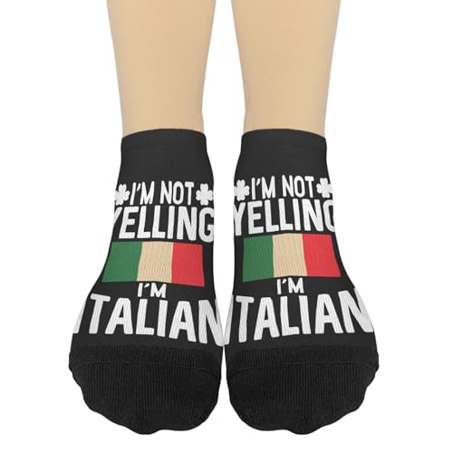 Generic I'm not yelling i'm italian Athletic Socks Invisible Socks Mens, White, White, One Size