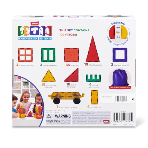 Tytan 100-Piece Magnetic Tiles with Wheeled Base & Carry Bag — view 6