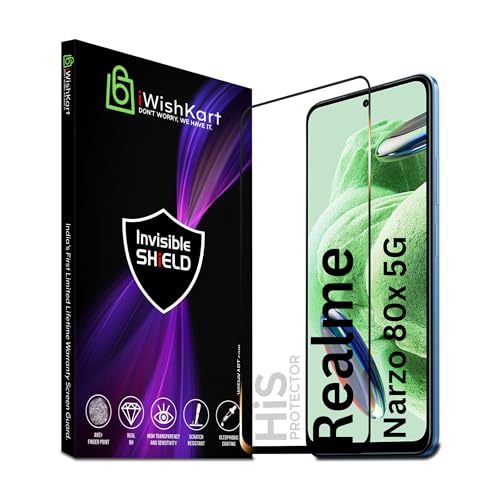 Image of compatible with Realme Narzo 80x 5G Tempered Glass [with warranty] screen protector guard Full Edge to Edge 9H Full Glue FHD with Easy Installation kit - Pack of 1 | 6.72 Inch (Narzo80x / 80 x)