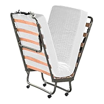 Soluko | Letto Brandina Pieghevole a Doghe Con Materasso Memory Foam e Copertura Salvapolvere Inclusa, Struttura Resistente e 4 Ruote Girevoli, 100% Made In Italy 80x200