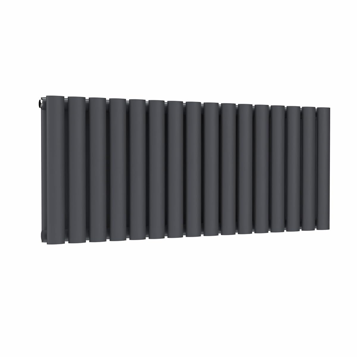 Lux Heat Anthracite Grey Oval Horizontal Double Panel Designer Radiator 400Mm (H) X 960Mm (W)