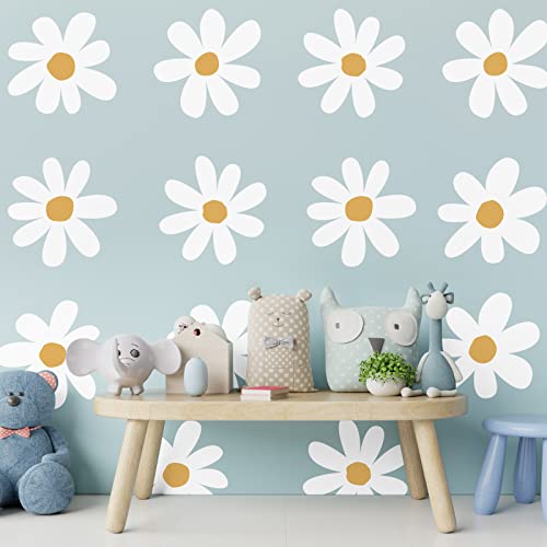 12 Sheets Daisy Wall Decals White Flower Wall Stickers Big Daisy Wall Stickers Peel And Stick Floral Stickers For Kids Girls Nursery Playroom Bedroom Living Room Wall Decor (Classic Style) #TOP3