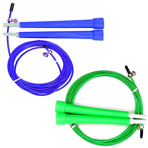 2x Springseil mit verstellbarem Stahlseil bis 2,8 Meter und antirutsch Griffe für Crossfit Boxen Traning Sport für Erwachsene Damen Herren Kinder Cover