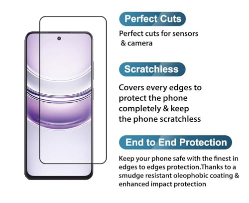 Image of HD Tempered Glass Screen Protector Compatible for Realme 14X 5G with Edge to Edge coverage and Easy Installation kit
