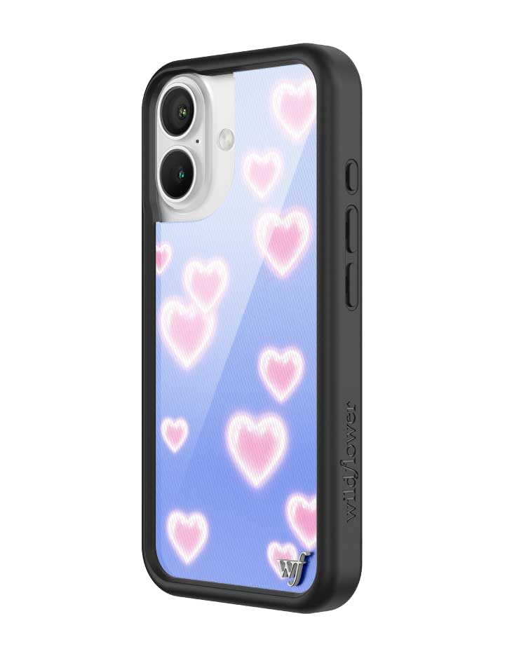 Image of Wildflower Cases - Compatible with iPhone 16| Protective Black Bumper, 6.5ft Drop Test Certified, Women Owned Small Business | Blue Pink Aesthetic Dainty Cute Trendy | Dreamy Hearts