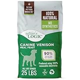NATURE'S LOGIC Dry Dog Food - 100% Natural - No Synthetics - for All Ages, Sizes, Breeds - Free from Common Allergens, High Protein - Venison Meal Feast, 25lbs