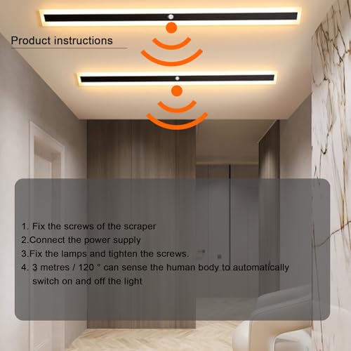 Lámpara de pared moderna de 60cm con sensor para iluminar pasillos oscuros sin interruptor 5